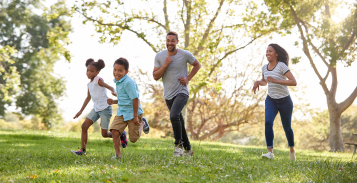 Family chasing one another