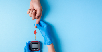 Blood glucose being checked