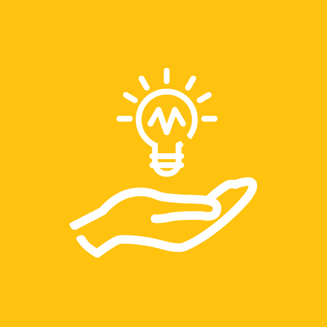 Hand with lightbulb icon