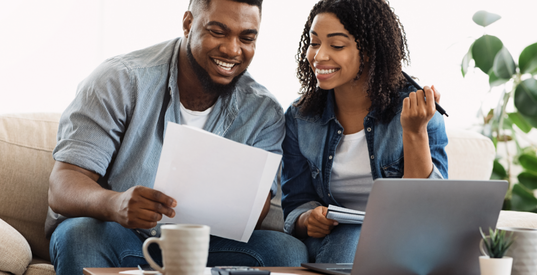 Couple smiling