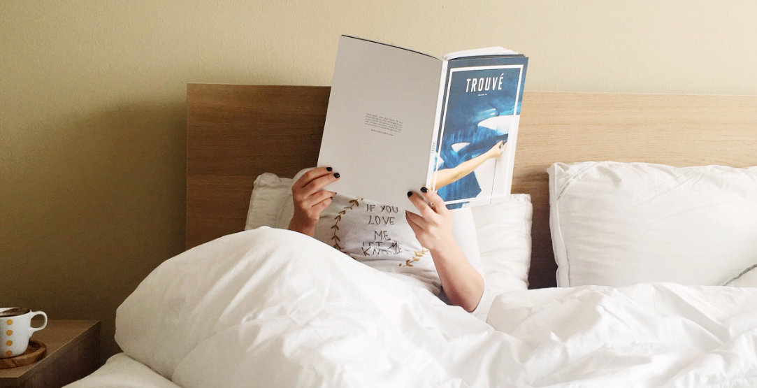 Reading book in bed