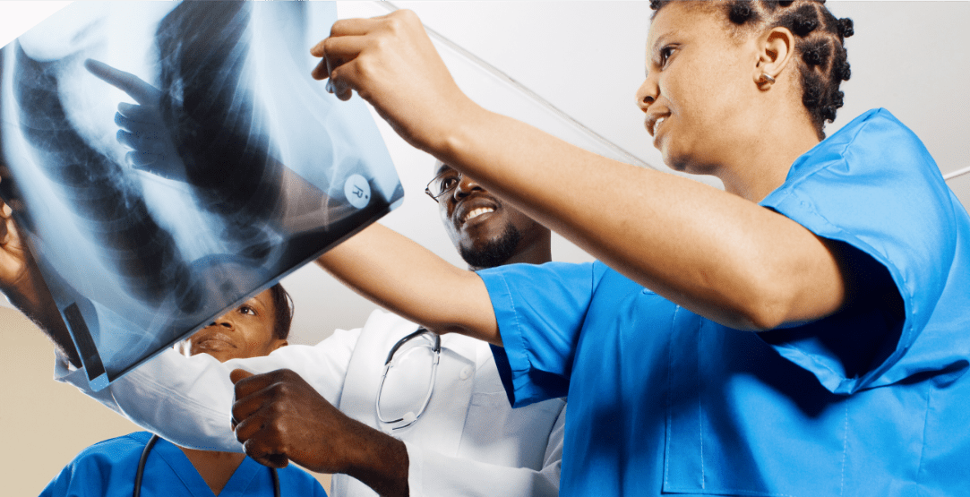 Doctor looking at x-ray